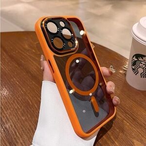 Brand New Luxury Shockproof Clear Orange Tinted iPhone 15 Plus Case